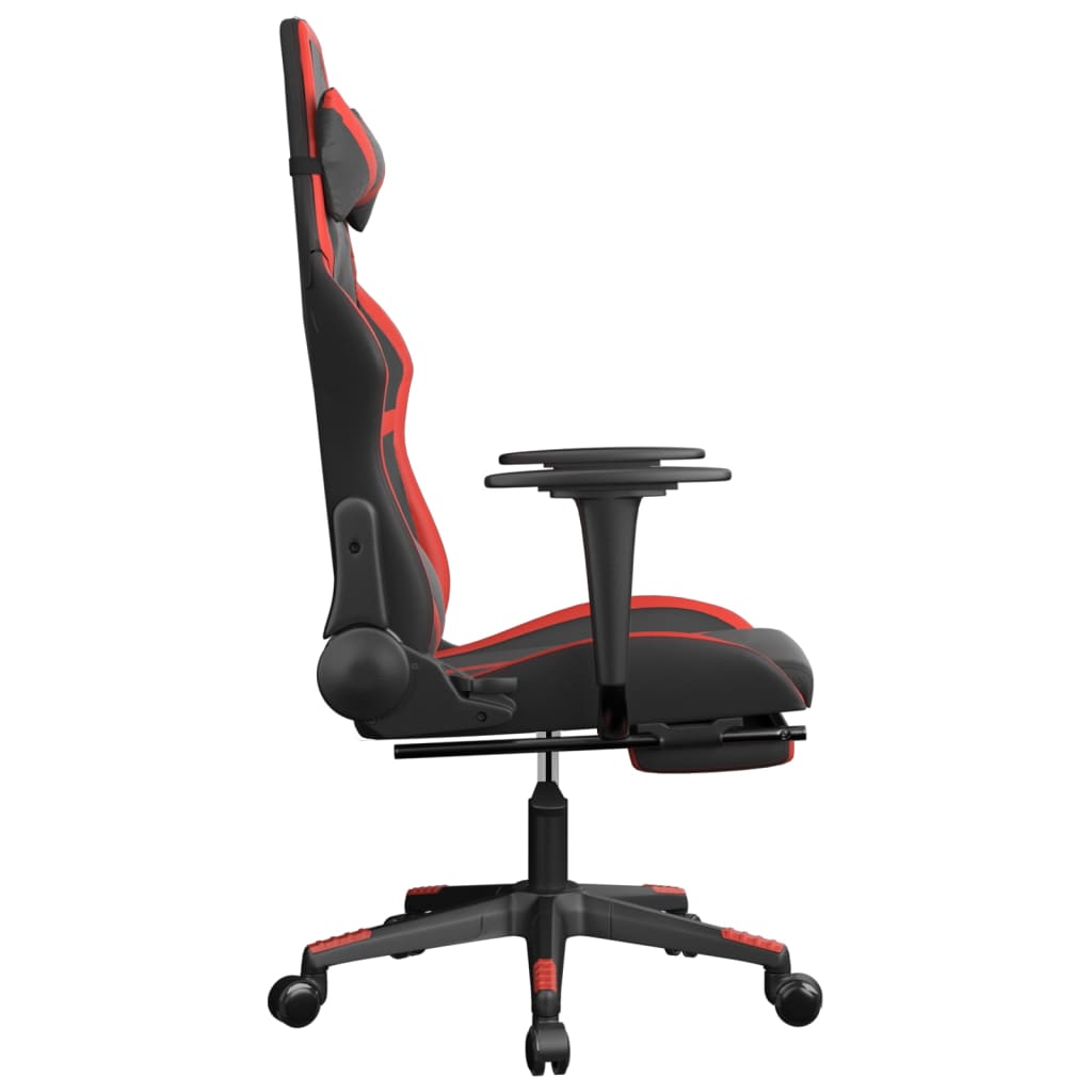 Sedia da Gaming con Poggiapiedi Nero e Rosso in Similpelle cod mxl 71860