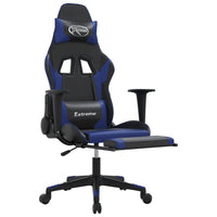 Sedia da Gaming con Poggiapiedi Nero e Blu in Similpelle 3143699