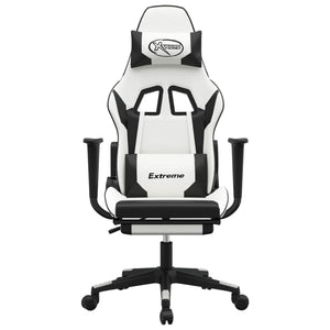 Sedia da Gaming con Poggiapiedi Bianco e Nero in Similpelle 3143709
