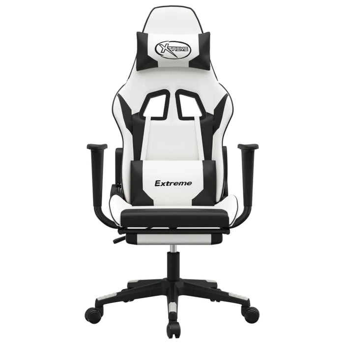 Sedia da Gaming con Poggiapiedi Bianco e Nero in Similpelle 3143709