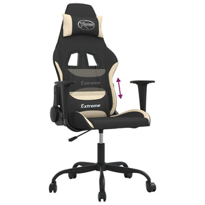 Sedia da Gaming Nero e Crema in Tessuto 3143711
