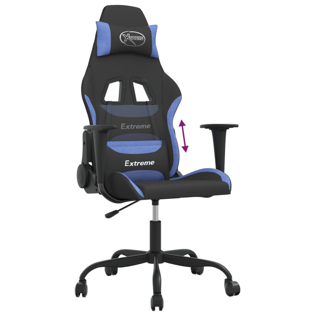 Sedia da Gaming Nero e Blu in Tessuto 3143718