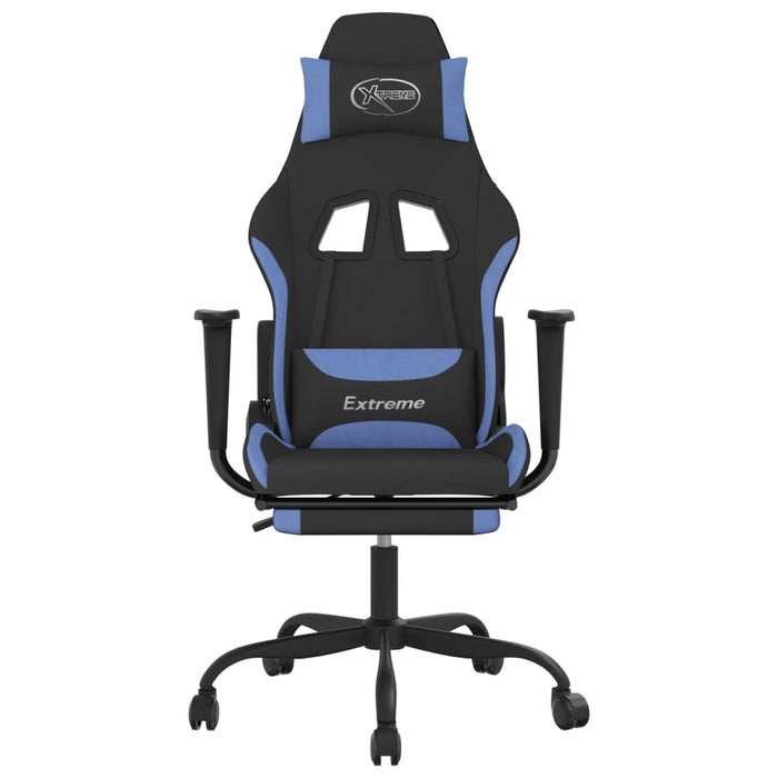 Sedia da Gaming con Poggiapiedi Nero e Blu in Tessuto cod mxl 67512