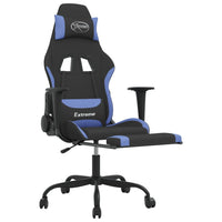 Sedia da Gaming con Poggiapiedi Nero e Blu in Tessuto 3143729