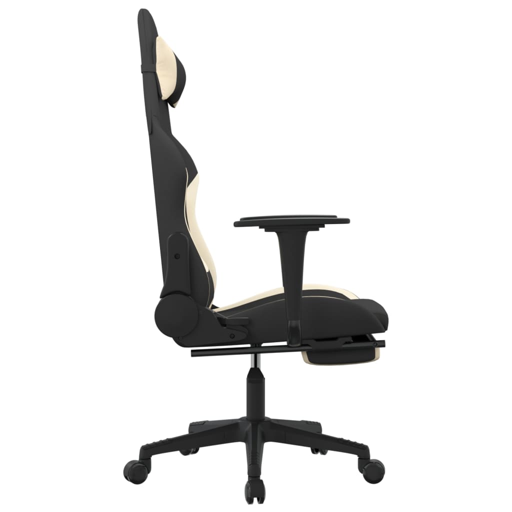 Sedia da Gaming con Poggiapiedi Nero e Crema in Tessuto cod mxl 69548