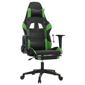 vidaXL Sedia da Gaming con Poggiapiedi Nero e Verde in Similpelle