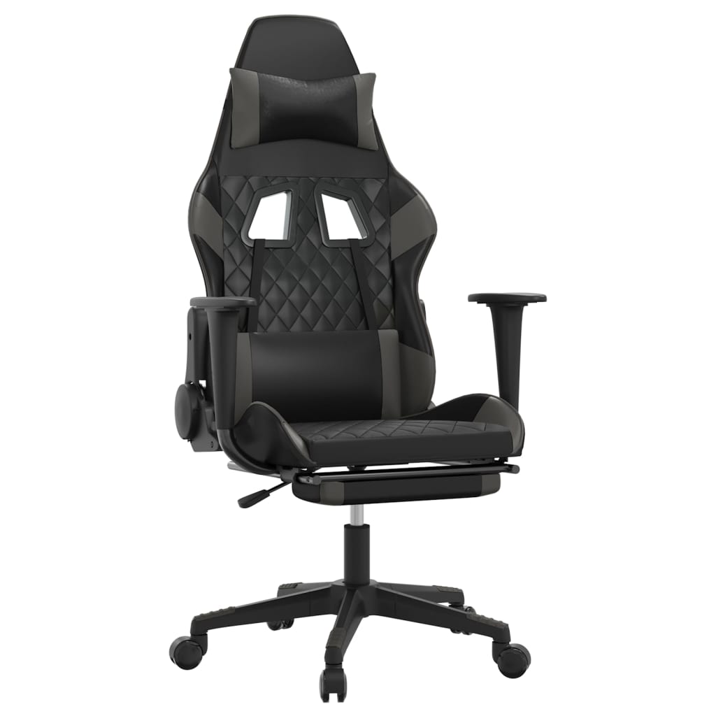 Sedia da Gaming con Poggiapiedi Nero e Grigio in Similpelle cod mxl 59865