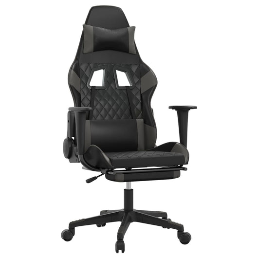 Sedia da Gaming con Poggiapiedi Nero e Grigio in Similpelle cod mxl 59865