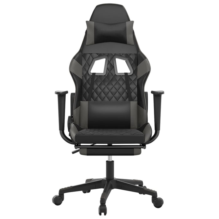 Sedia da Gaming con Poggiapiedi Nero e Grigio in Similpelle cod mxl 59865