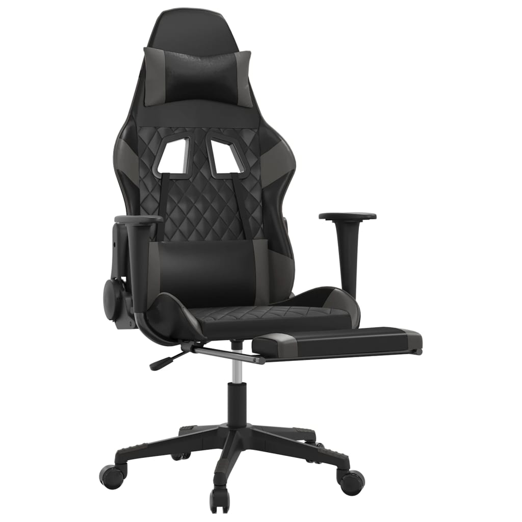 Sedia da Gaming con Poggiapiedi Nero e Grigio in Similpelle cod mxl 59865