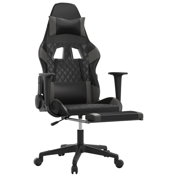 Sedia da Gaming con Poggiapiedi Nero e Grigio in Similpelle cod mxl 59865