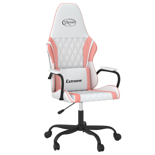 vidaXL Sedia da Gaming Bianco e Rosa in Similpelle