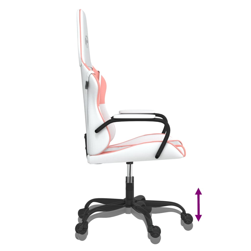 vidaXL Sedia da Gaming Bianco e Rosa in Similpelle