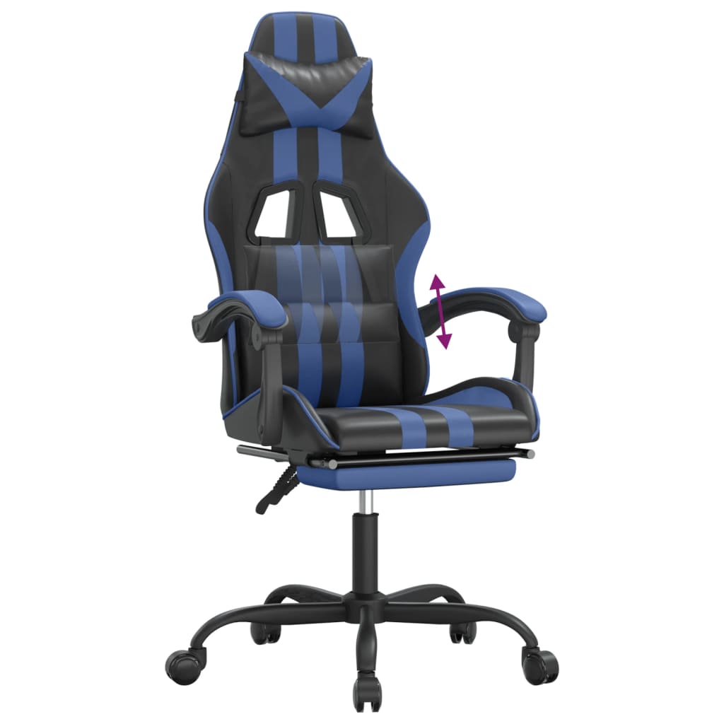 vidaXL Sedia da Gaming con Poggiapiedi Nero e Blu in Similpelle