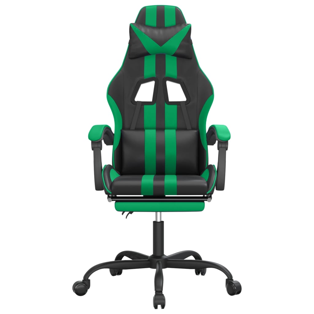 Sedia da Gaming con Poggiapiedi Nero e Verde in Similpelle 3143833