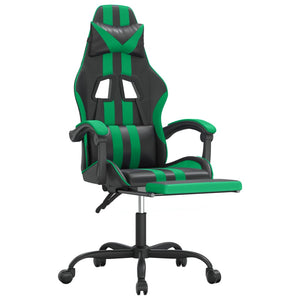 Sedia da Gaming con Poggiapiedi Nero e Verde in Similpelle 3143833