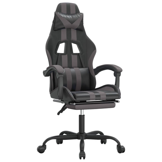 Sedia da Gaming con Poggiapiedi Nero e Grigio in Similpelle cod mxl 67714