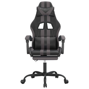 Sedia da Gaming con Poggiapiedi Nero e Grigio in Similpelle 3143834