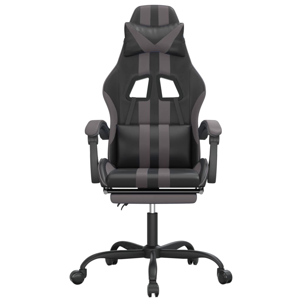 Sedia da Gaming con Poggiapiedi Nero e Grigio in Similpelle cod mxl 67714