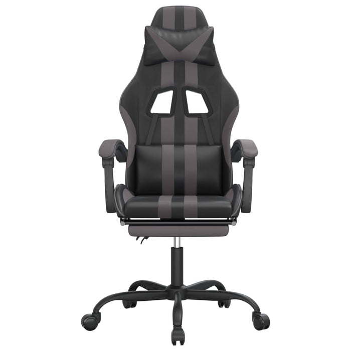 Sedia da Gaming con Poggiapiedi Nero e Grigio in Similpelle cod mxl 67714