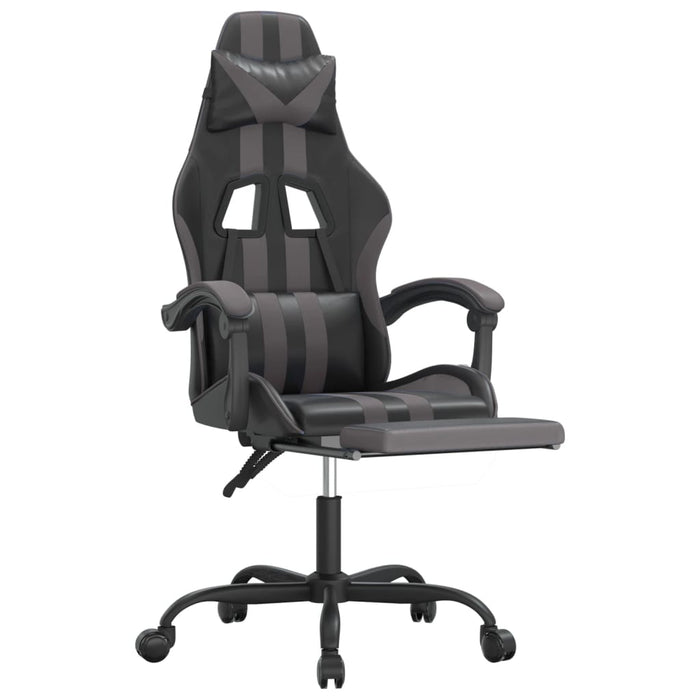 Sedia da Gaming con Poggiapiedi Nero e Grigio in Similpelle 3143834