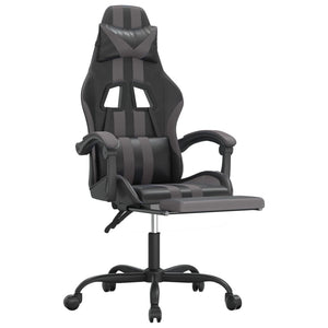Sedia da Gaming con Poggiapiedi Nero e Grigio in Similpelle cod mxl 67714