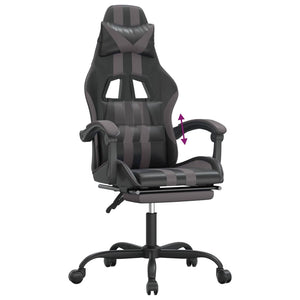 Sedia da Gaming con Poggiapiedi Nero e Grigio in Similpelle cod mxl 67714