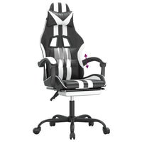 Sedia da Gaming con Poggiapiedi Nero e Bianco in Similpelle cod mxl 69311