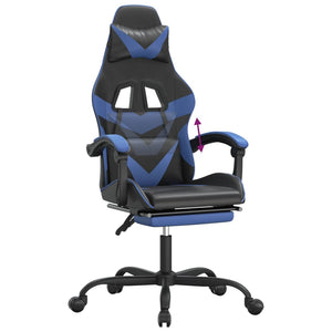 Sedia da Gaming con Poggiapiedi Nero e Blu in Similpelle cod mxl 66226