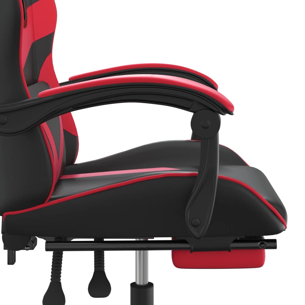 Sedia da Gaming con Poggiapiedi Nero e Rosso in Similpelle cod mxl 75796