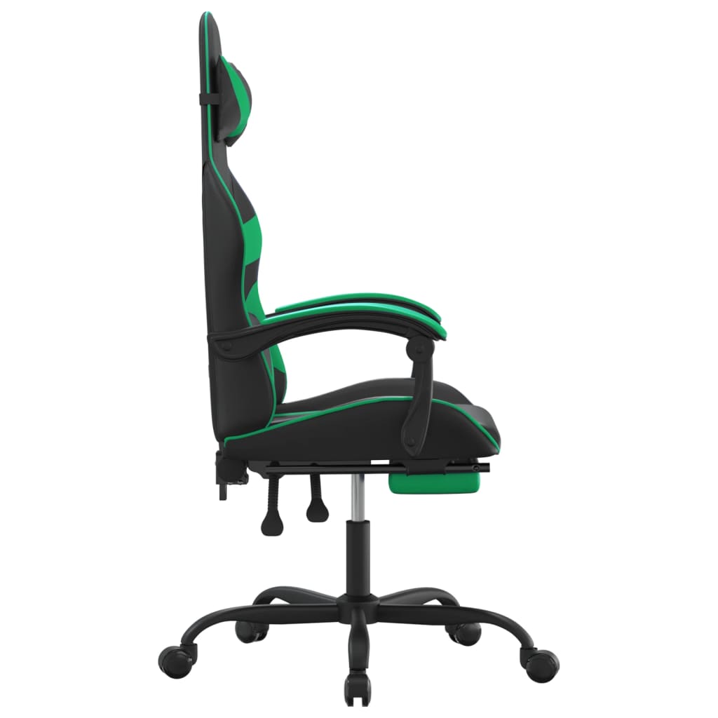 Sedia da Gaming con Poggiapiedi Nero e Verde in Similpelle 3143857
