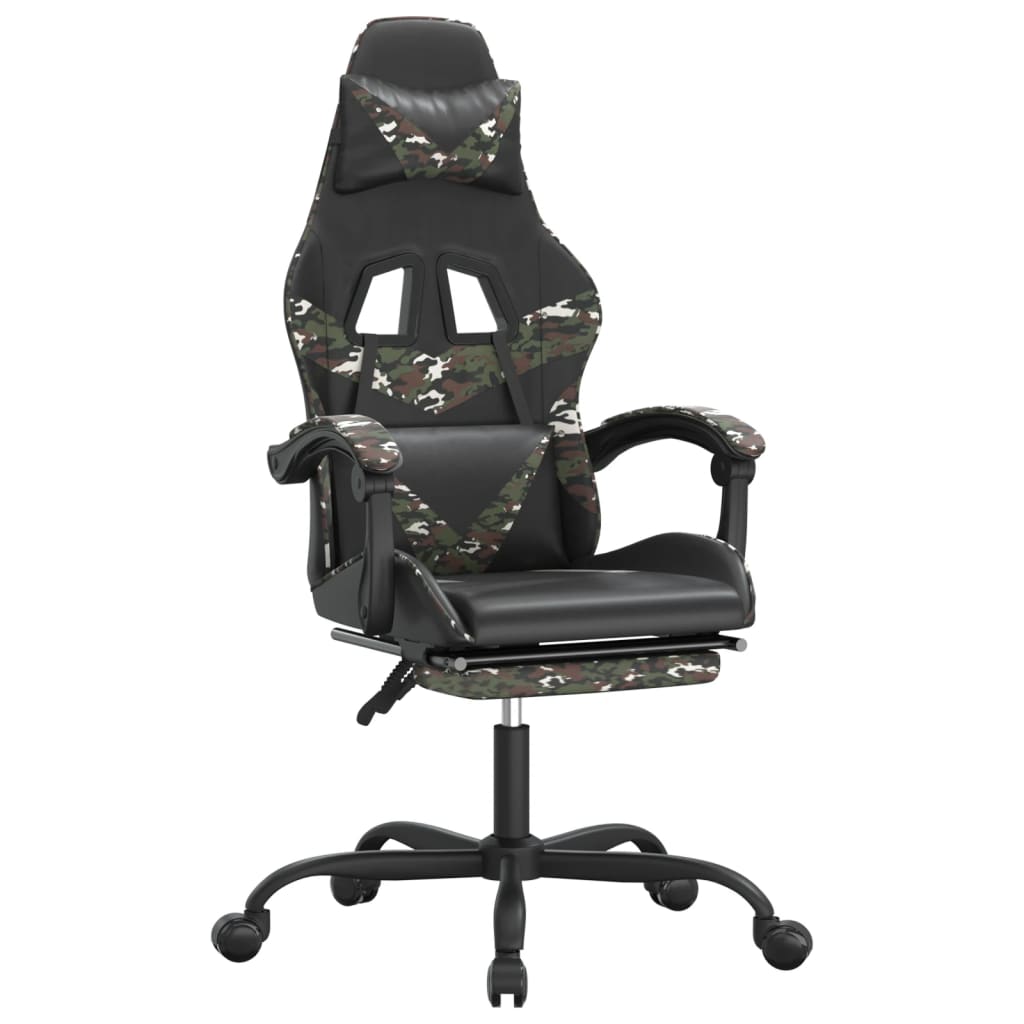Sedia da Gaming con Poggiapiedi Nero e Mimetico in Similpelle cod mxl 76131