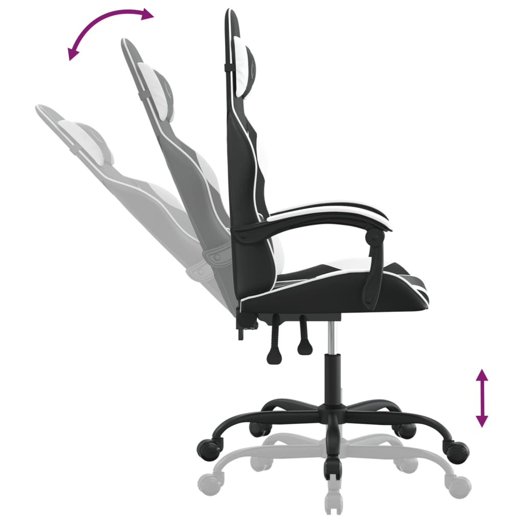 vidaXL Sedia da Gaming Nero e Bianco in Similpelle