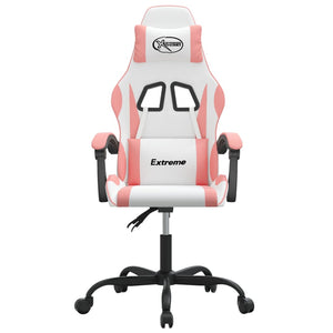vidaXL Sedia da Gaming Bianco e Rosa in Similpelle