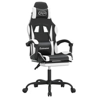 Sedia da Gaming con Poggiapiedi Nero e Bianco in Similpelle 3143883