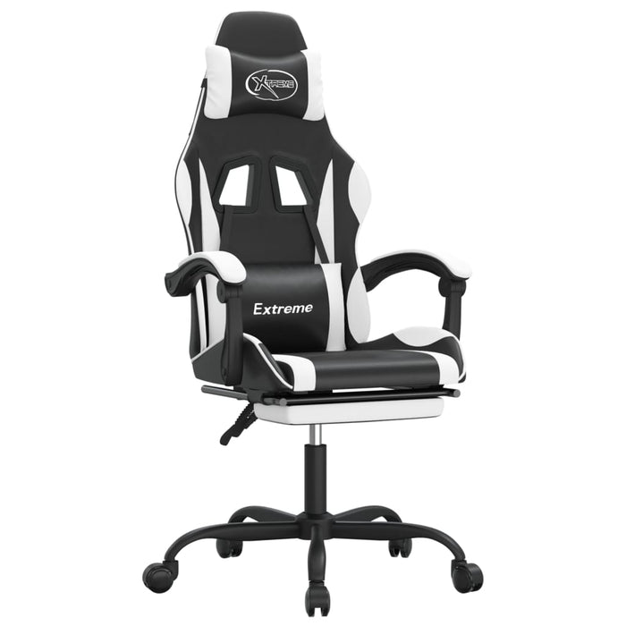 Sedia da Gaming con Poggiapiedi Nero e Bianco in Similpelle 3143883