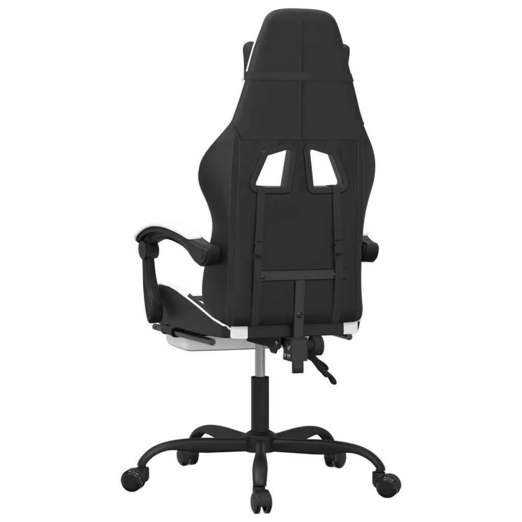 Sedia da Gaming con Poggiapiedi Nero e Bianco in Similpelle 3143883