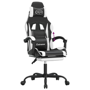 Sedia da Gaming con Poggiapiedi Nero e Bianco in Similpelle 3143883