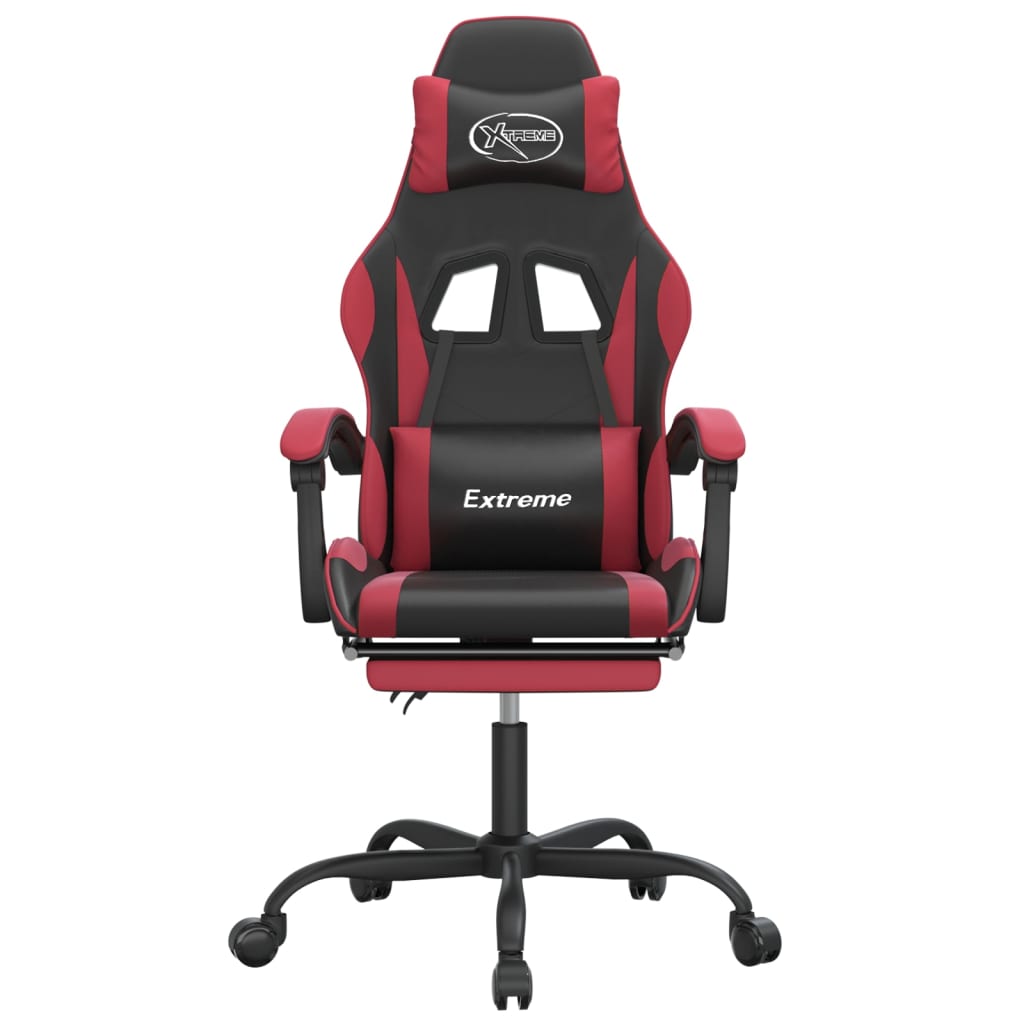 Sedia da Gaming con Poggiapiedi Nero e Rosso Vino in Similpelle cod mxl 65620