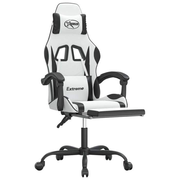 Sedia da Gaming con Poggiapiedi Bianco e Nero in Similpelle cod mxl 77548