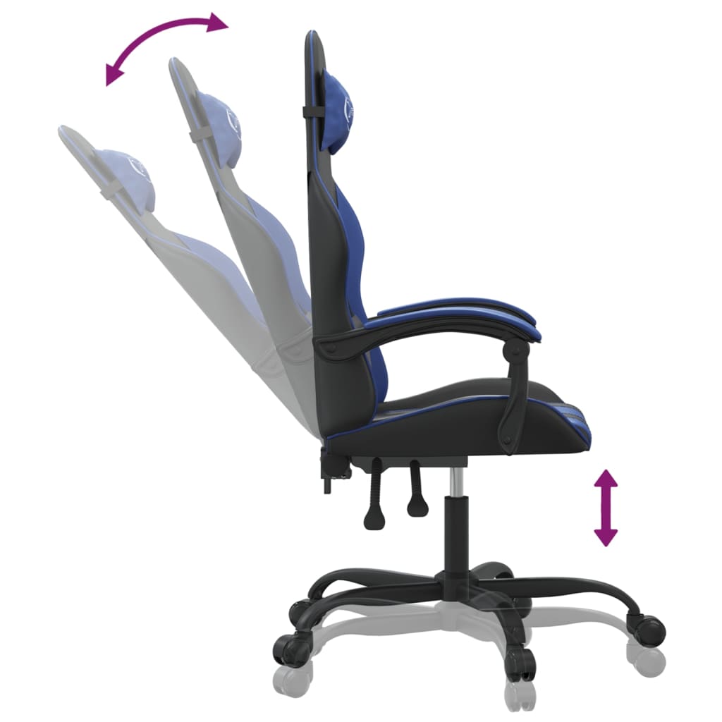 vidaXL Sedia da Gaming Nera e Blu in Similpelle
