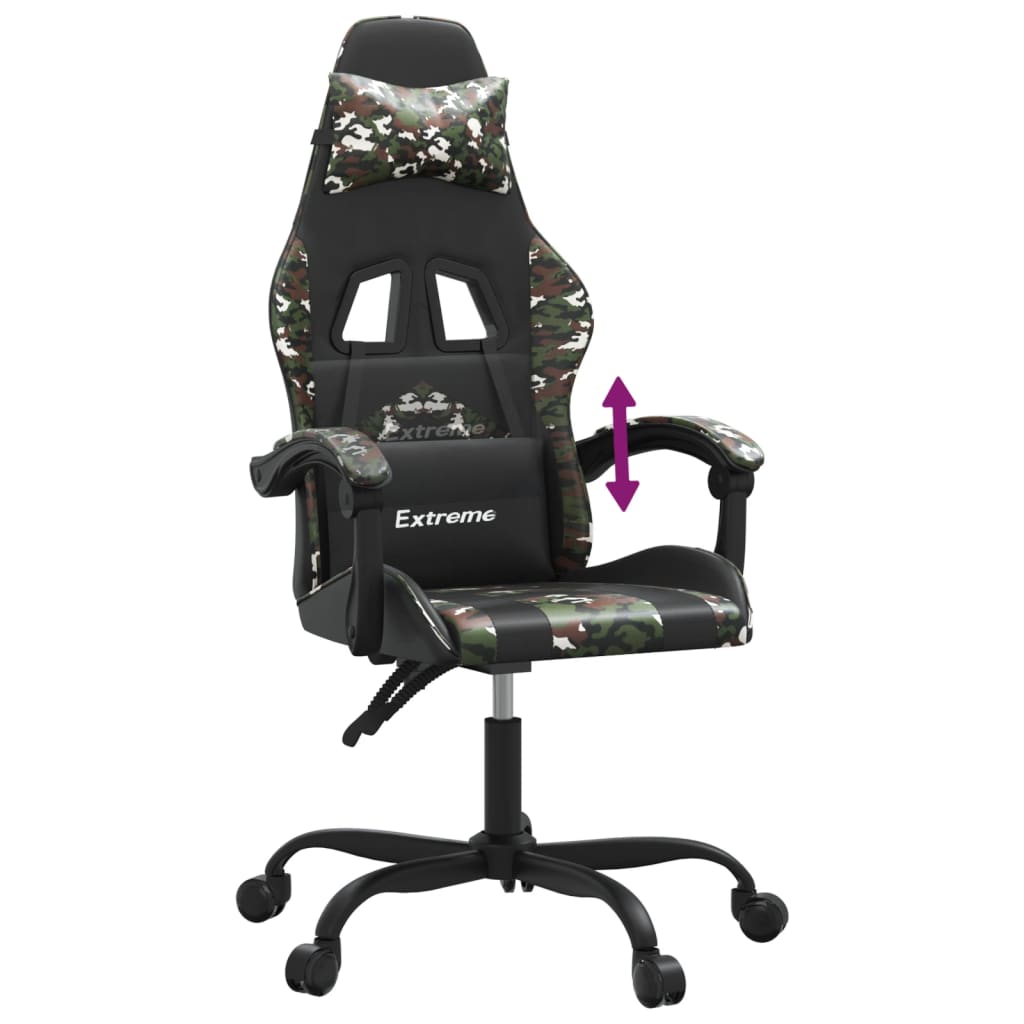 Sedia da Gaming Nero e Mimetico in Similpelle 3143901