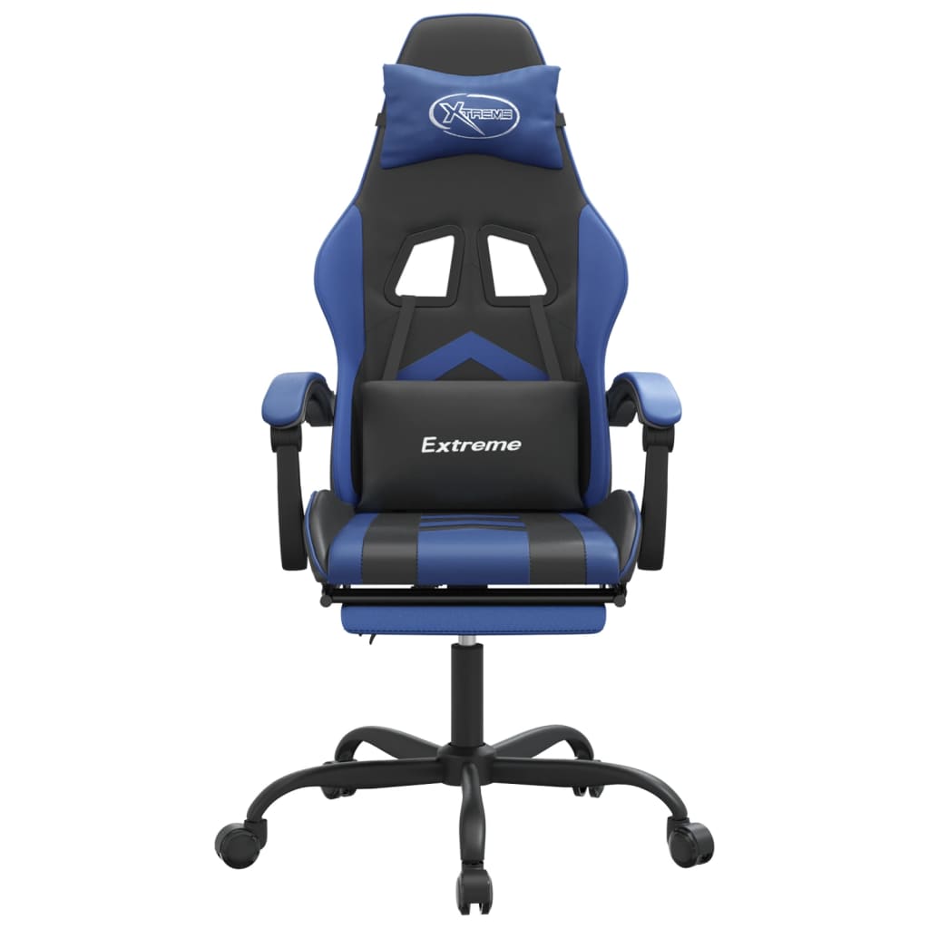 Sedia da Gaming con Poggiapiedi Nero e Blu in Similpelle 3143902