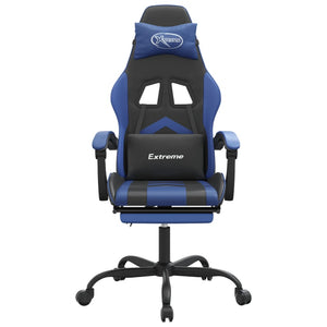 Sedia da Gaming con Poggiapiedi Nero e Blu in Similpelle 3143902