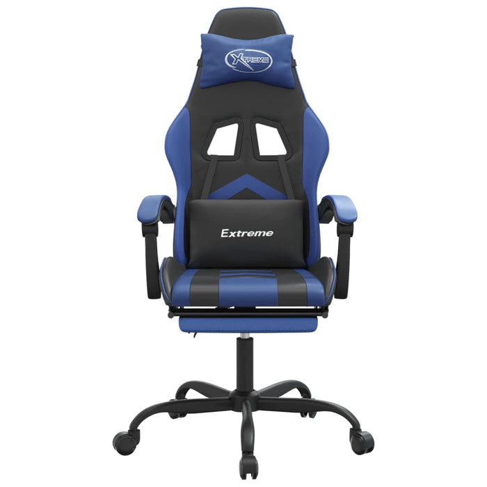 Sedia da Gaming con Poggiapiedi Nero e Blu in Similpelle 3143902