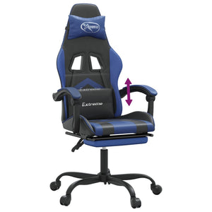 Sedia da Gaming con Poggiapiedi Nero e Blu in Similpelle 3143902
