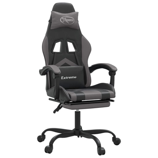 Sedia da Gaming con Poggiapiedi Nero e Grigio in Similpelle 3143906