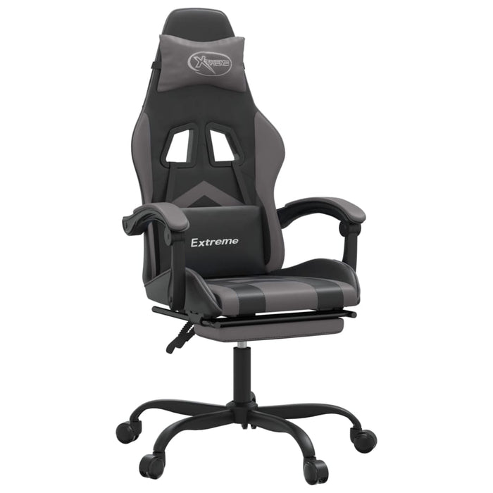 Sedia da Gaming con Poggiapiedi Nero e Grigio in Similpelle cod mxl 75012
