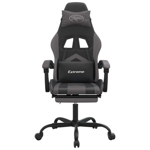 Sedia da Gaming con Poggiapiedi Nero e Grigio in Similpelle cod mxl 75012