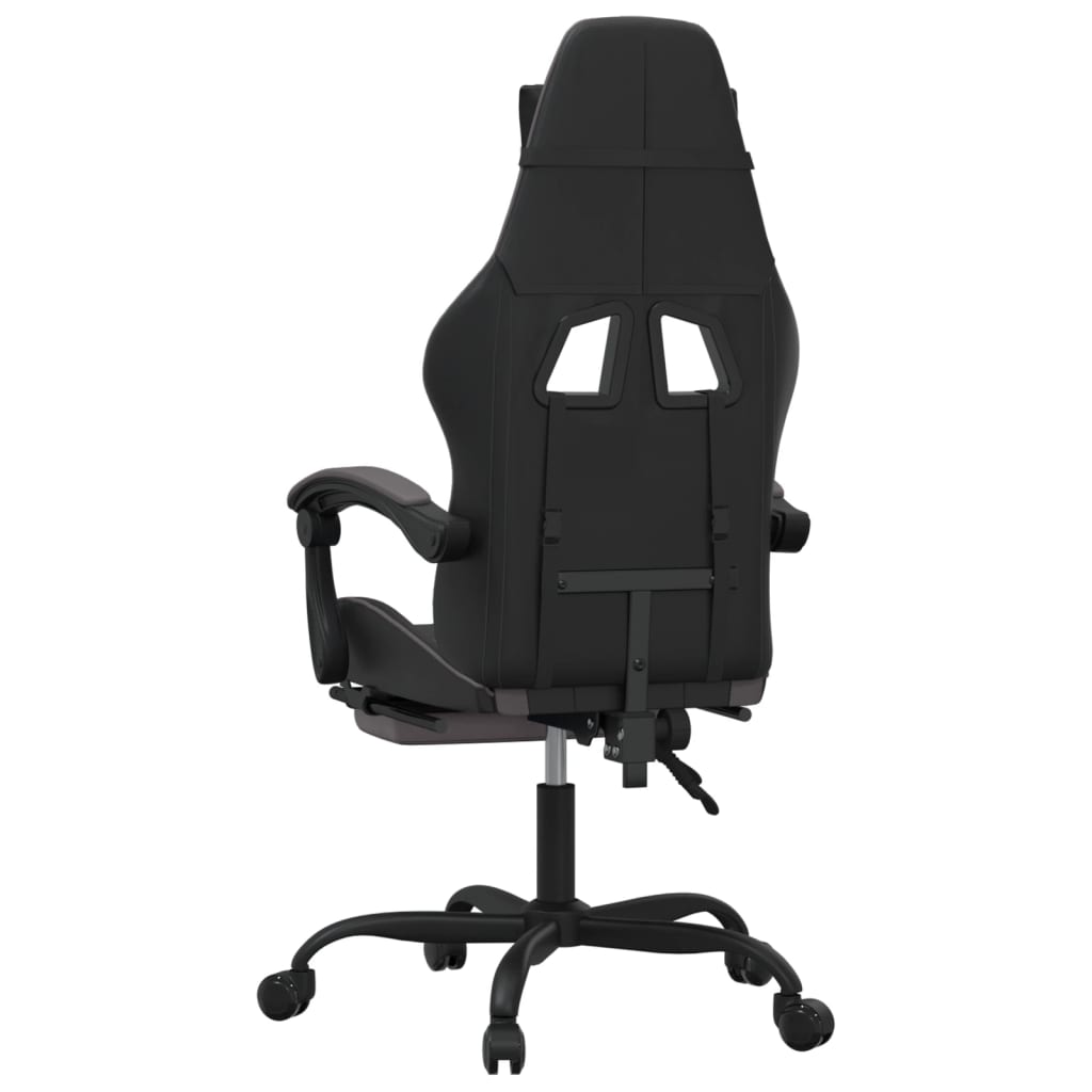 Sedia da Gaming con Poggiapiedi Nero e Grigio in Similpelle cod mxl 75012